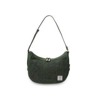 Harris Tweed Shoulder Bag, The Ellon, Islander, Dark Green Herringbone