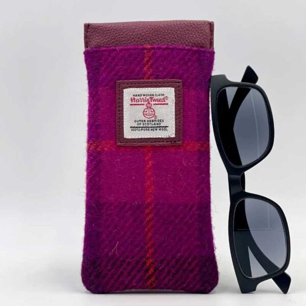 Harris Tweed Glasses Sleeve in Purple Check