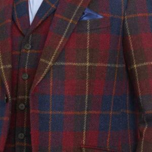 Harris Tweed Jacket "London" In Berry Check