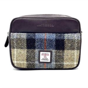 Harris Tweed Camera Bag In Blue/Brown Check