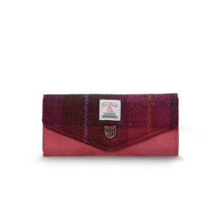 Harris Tweed Portemonnee, The Large Clasp, Fuchsia Tartan