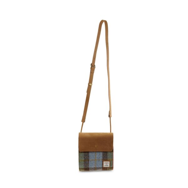 Harris Tweed Clutch, The Eilidh, Islander, Chestnut Blue Tartan