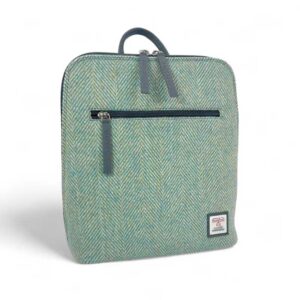 Harris Tweed Backpack In Turquoise Herringbone