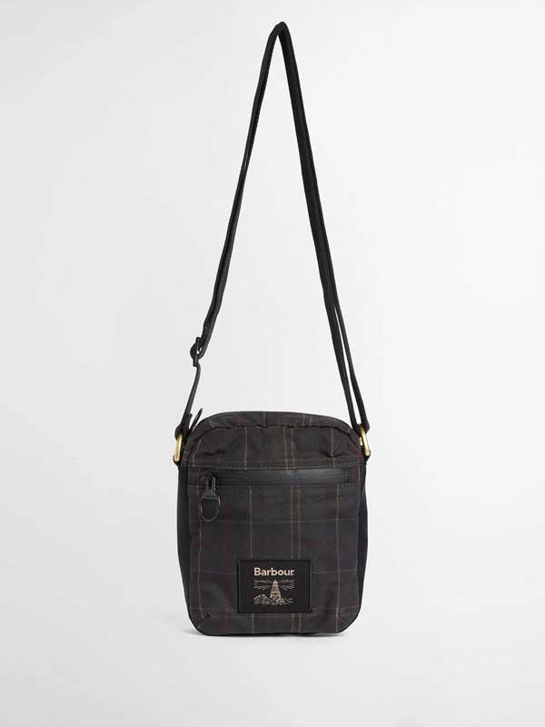Barbour Field Wax Crossbody Bag Dark Classic Tartan