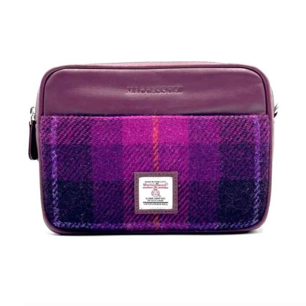 Harris Tweed Camera Bag In Purple Check