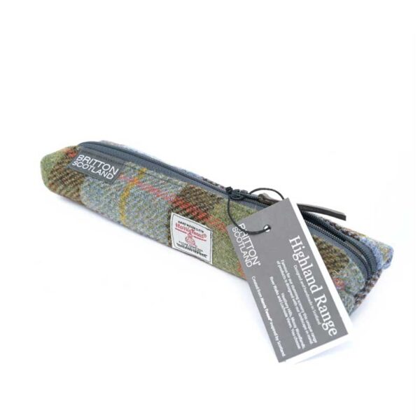 Harris Tweed Highland Range Slim Pencil Case McLeod Plaid
