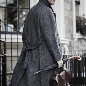Harris Tweed Overjas Raglan, Charcoal