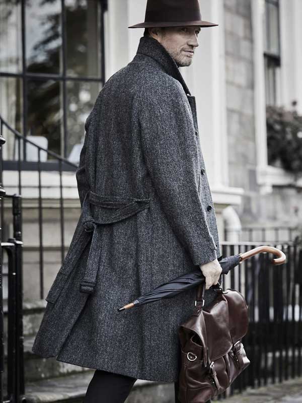 Harris Tweed Overjas Raglan, Charcoal