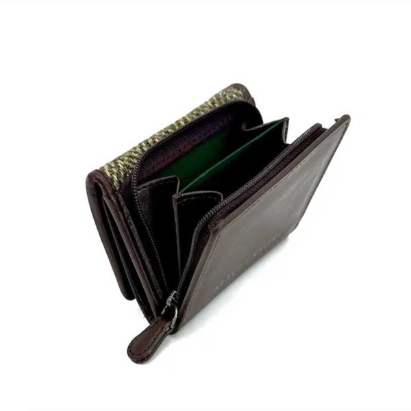 Harris Tweed Trifold Purse In Country Green