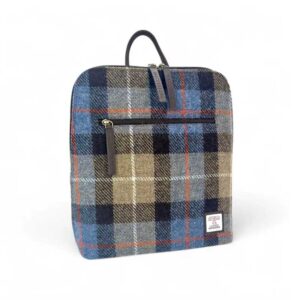 Harris Tweed Backpack In Blue/Brown Check