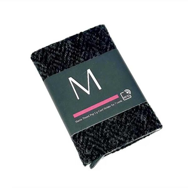 Harris Tweed Pop Up Card Holder In Charcoal