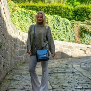 Harris Tweed Highland Messenger Bag In Sky Blue