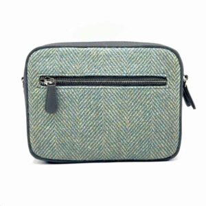 Harris Tweed Camera Bag In Turquoise Herringbone