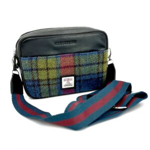 Harris Tweed Camera Bag In Blue/Pink Check