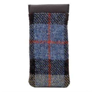 Harris Tweed Glasses Sleeve in Blue/Brown Check