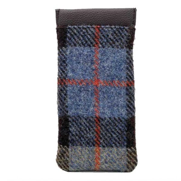 Harris Tweed Glasses Sleeve in Blue/Brown Check
