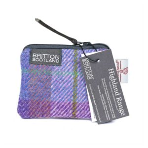 Harris Tweed Highland Card Purse Pink Lavender Plaid