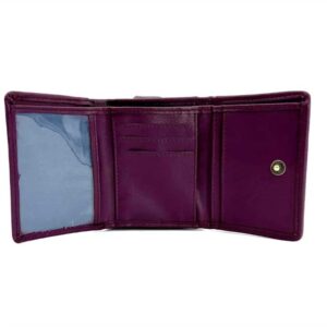 Harris Tweed Trifold Purse In Green/Purple Plaid