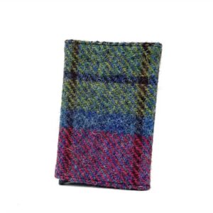 Harris Tweed Pop Up Card Holder In Blue/Pink Check