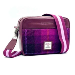 Harris Tweed Camera Bag In Purple Check