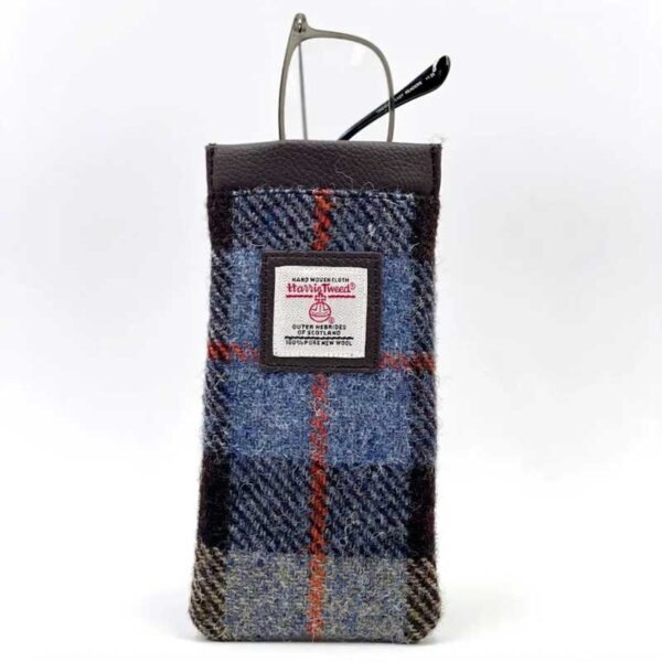 Harris Tweed Glasses Sleeve in Blue/Brown Check