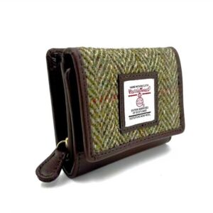Harris Tweed Trifold Purse In Country Green