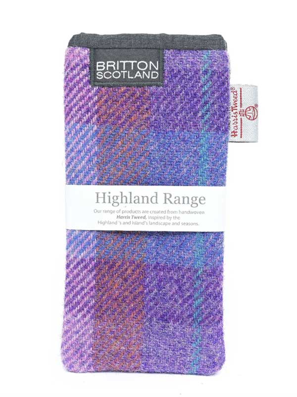 Harris Tweed Highland Range Glasses Case Pink Lavender Plaid