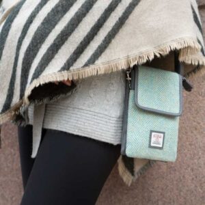 Harris Tweed Mini Crossbody Bag in Turquoise Herringbone