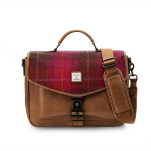 Harris Tweed The Laptop Satchel, Fuchsia Tartan