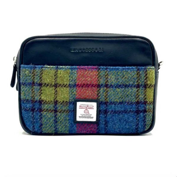 Harris Tweed Camera Bag In Blue/Pink Check