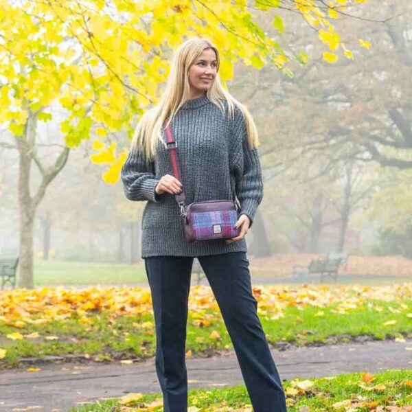 Harris Tweed Camera Bag In Pastel Pink