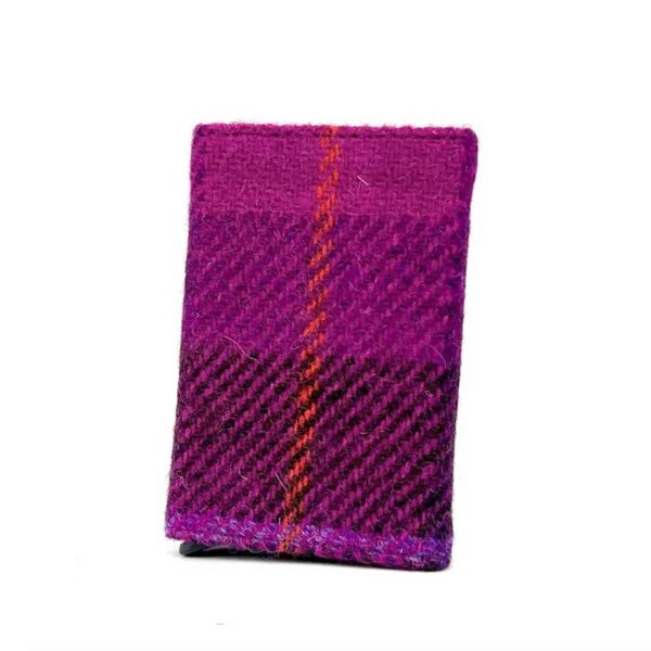 Harris Tweed Pop Up Card Holder In Purple Check