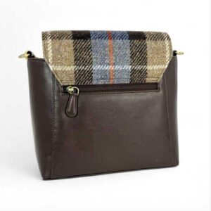 Harris Tweed Highland Messenger Bag In Blue/Brown Check
