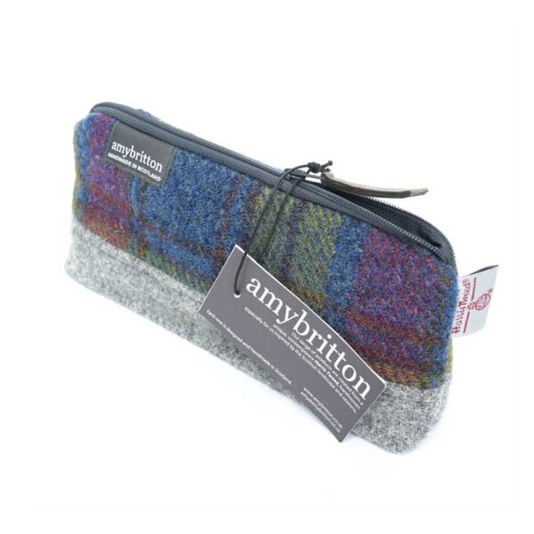 Harris Tweed Highland Range Cosmetic Bag Purple Multi Plaid
