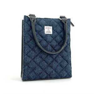 Harris Tweed Quilt Mini Tote Bag In Blue
