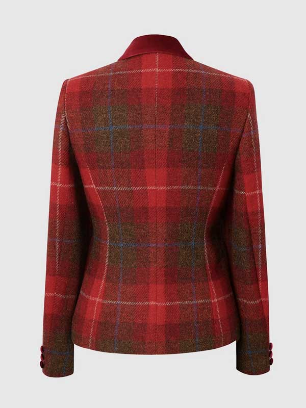 Harris Tweed Dames Jas Amy - Red Tartan