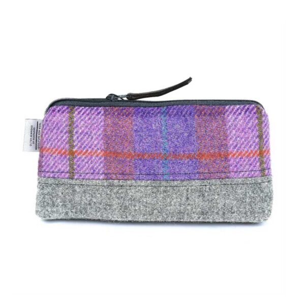 Harris Tweed Highland Range Cosmetic Bag Pink Lavender Plaid
