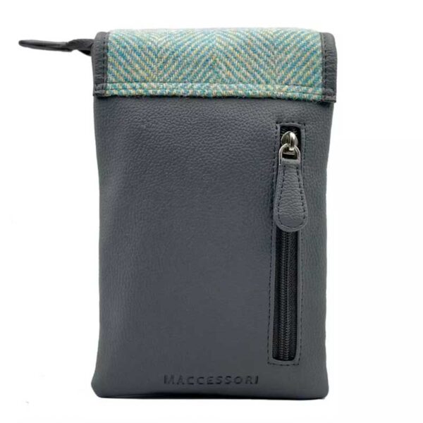 Harris Tweed Mini Crossbody Bag in Turquoise Herringbone
