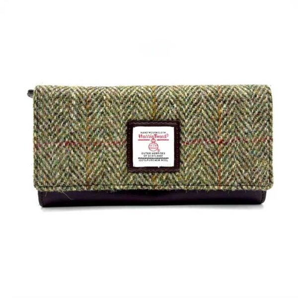 Harris Tweed Ladies Envelope Purse In Country Green