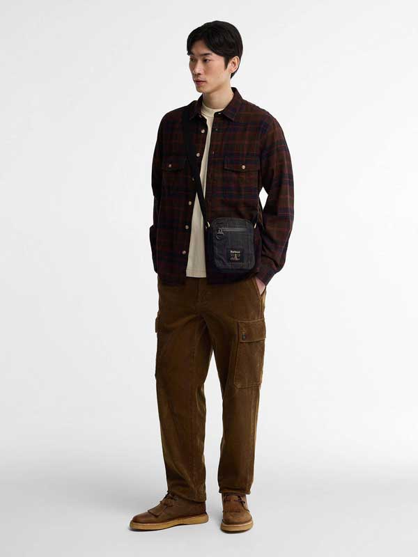 Barbour Field Wax Crossbody Bag Dark Classic Tartan