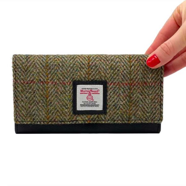 Harris Tweed Ladies Envelope Purse In Country Green