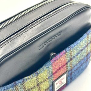 Harris Tweed Camera Bag In Blue/Pink Check