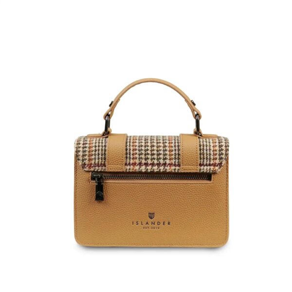 Harris Tweed Clutch, The Leather Mini Satchel, Islander, Beige Dogtooth