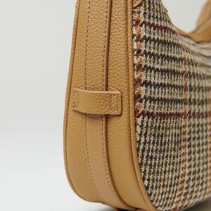Harris Tweed Shoulder Bag, The Ellon, Islander, Beige Dogtooth