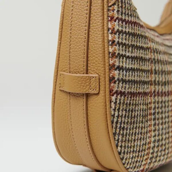 Harris Tweed Shoulder Bag, The Ellon, Islander, Beige Dogtooth