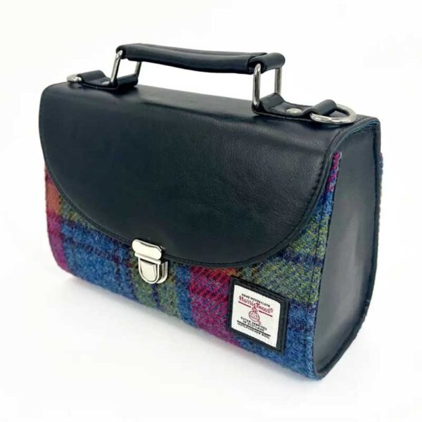 Harris Tweed Mini Day Bag In Blue/Pink Check