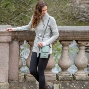 Harris Tweed Mini Crossbody Bag in Turquoise Herringbone