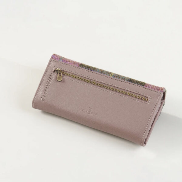 Harris Tweed Portemonnee, The Large Clasp, Pink Green Tartan