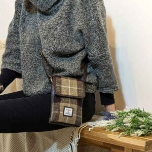 Harris Tweed Mini Crossbody Bag in Blue/Brown Check