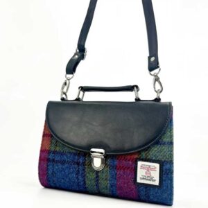 Harris Tweed Mini Day Bag In Blue/Pink Check